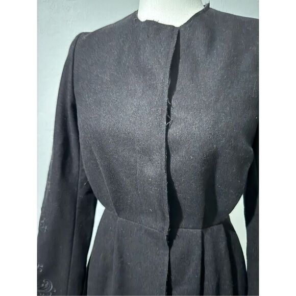 H&M Conscious collection long black Embroidered recycled wool blend button front - Picture 3 of 13